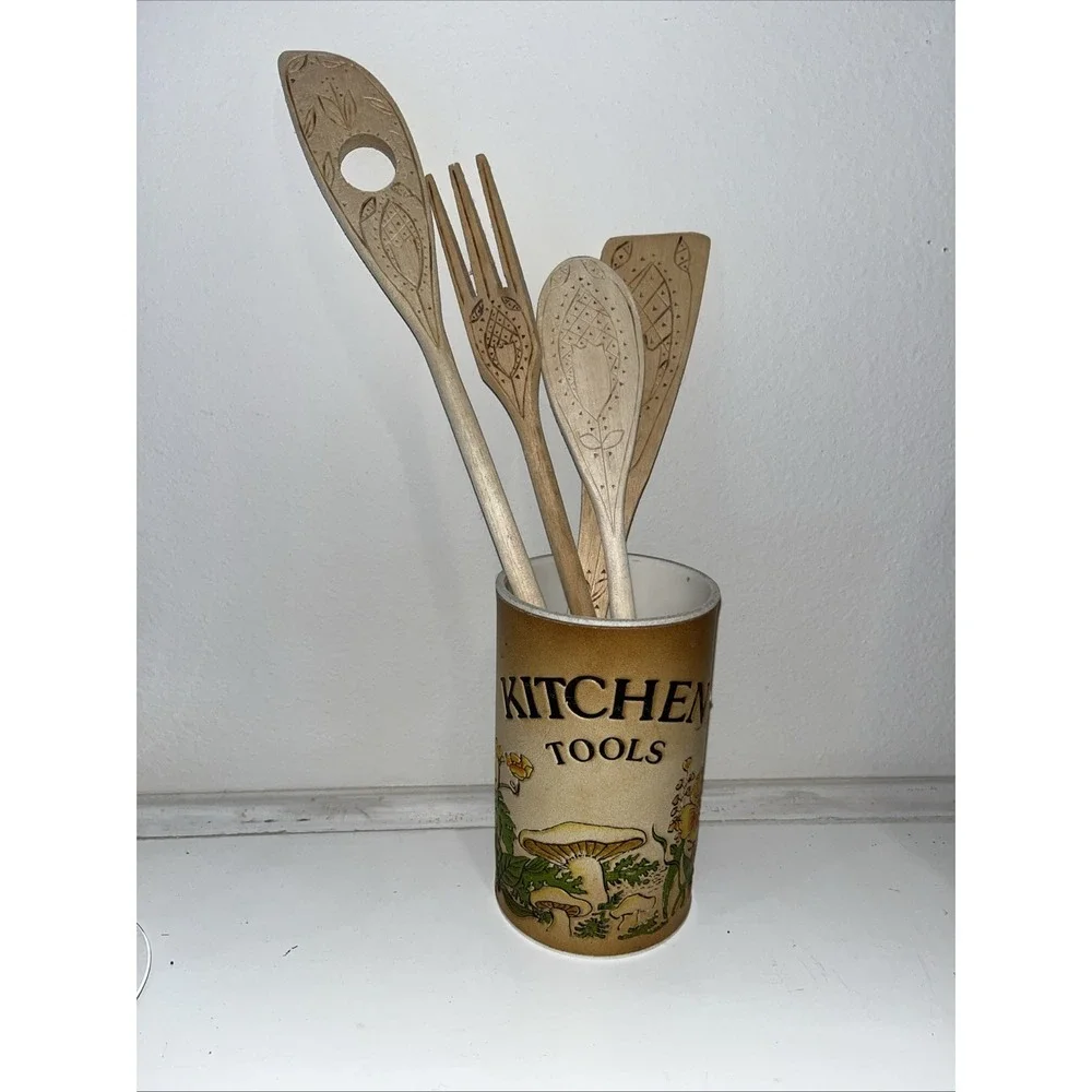 Wooden Utensil Set for Cooking Natural Wooden Cooking Utensils Lipca‎ Holder